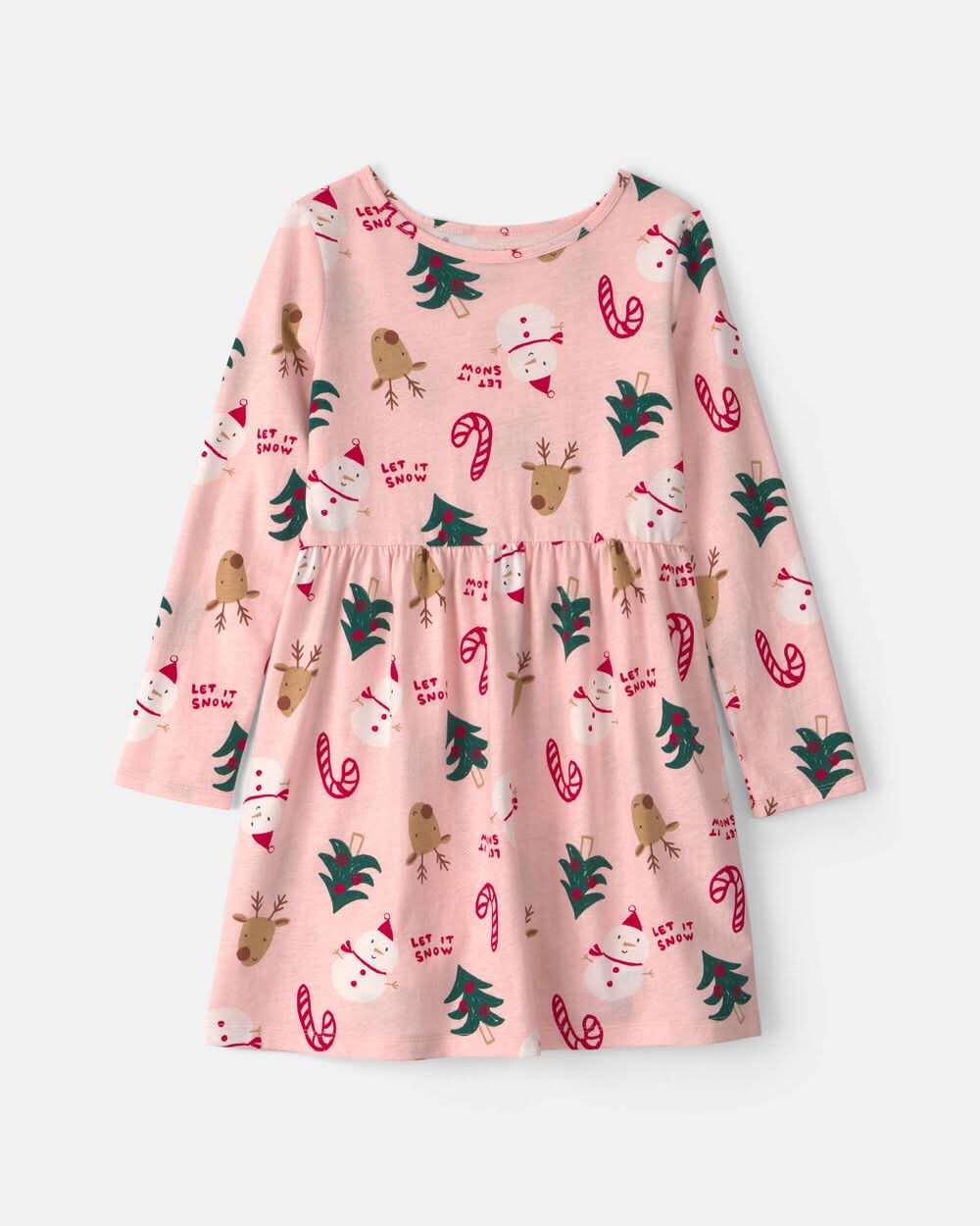 Girls Christmas Long-Sleeve Dress - Pink - 8