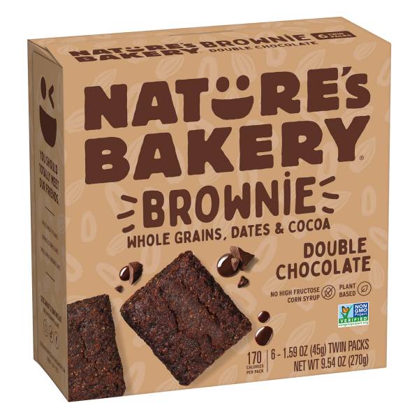 Natures Bakery Brownie Double Chocolate, 6 ct