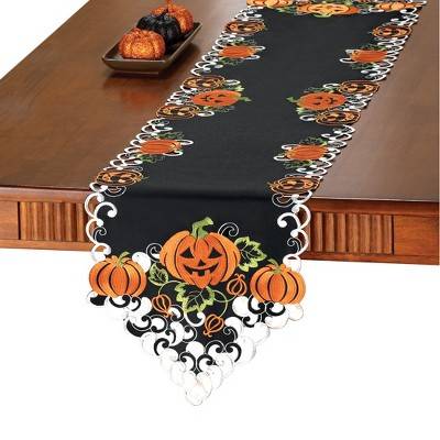 Collections Etc Halloween Pumpkins Table Runner / Topper Runner