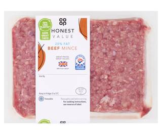 Co-op Honest Value 20% Fat Beef Mince 0.500g