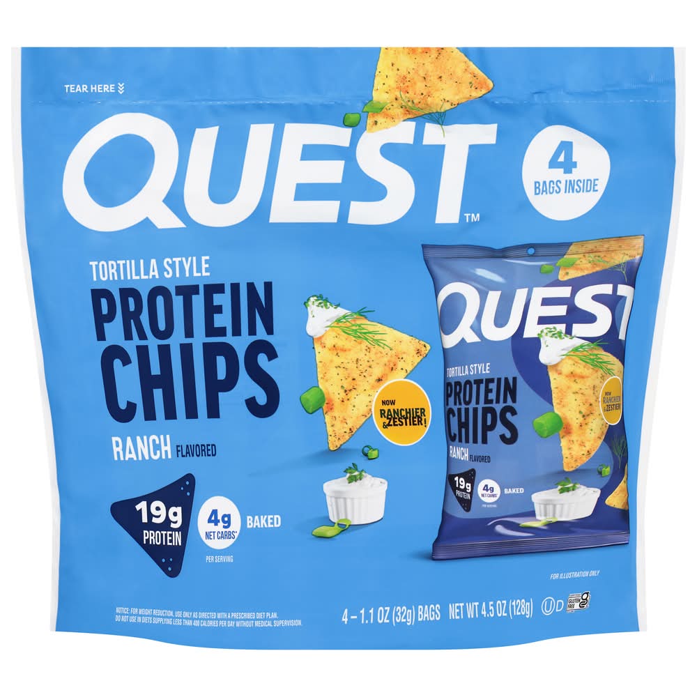 Quest Tortilla Style Protein Chips, Ranch (4 x 1.1 oz)