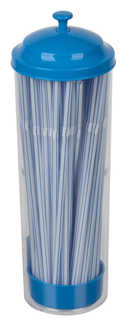 Bright Plastic Straw Storage Canister With Lid 80 Ct 3 Assorted Colors