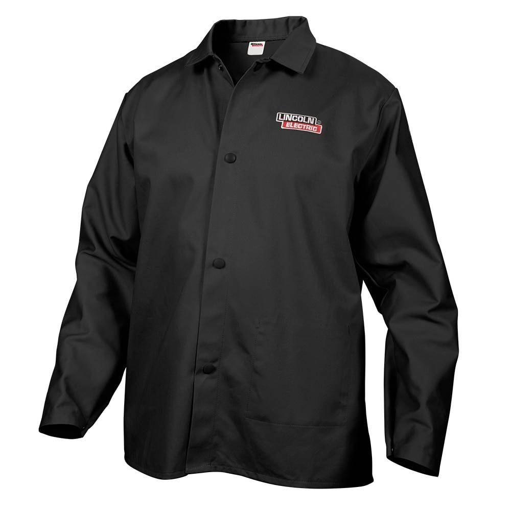 Lincoln Electric Black Welding Jacket - X-Large Size - Flame Retardant - General Use - Breathable Light Protection - Available in Black and Khaki | KH808XL