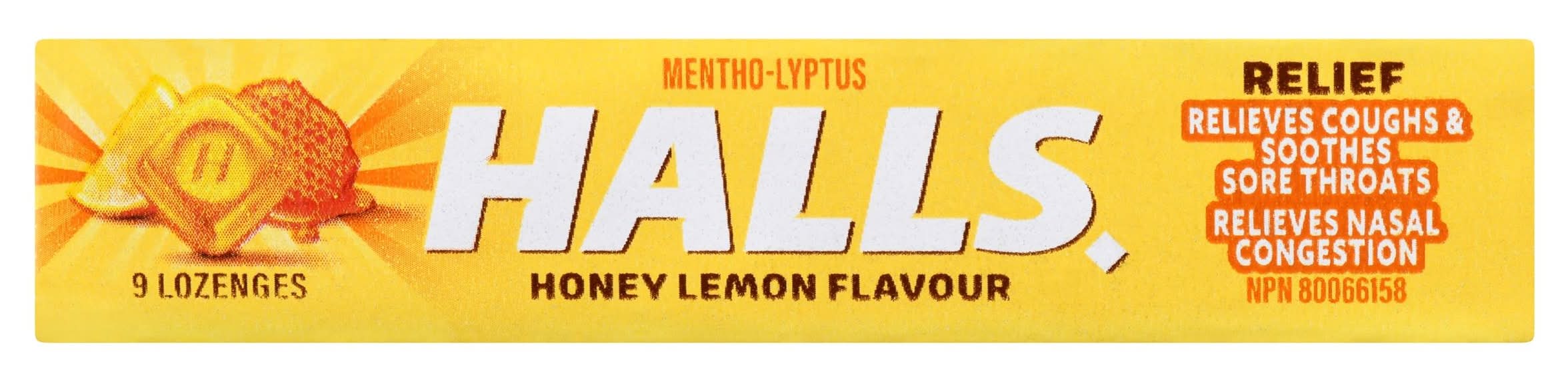 Halls pastilles au menthol contre la toux, saveur de citron-miel, 9 pastilles (9 pastilles) - mento-lyptus, lemon (9 units)