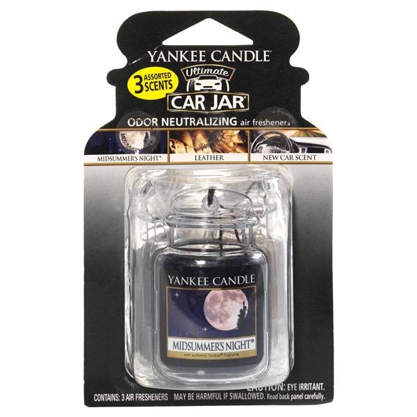 Yankee Candle Car Jar Ultimate Variety: Midsummer's Night, Leather, & New Car Scent 3Pk.