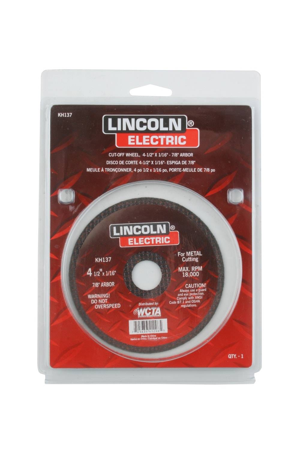 Lincoln Electric Reinforced Cut-Off Wheel for Heavy-Duty Metal Cutting, White, 1 Wheel | KH137