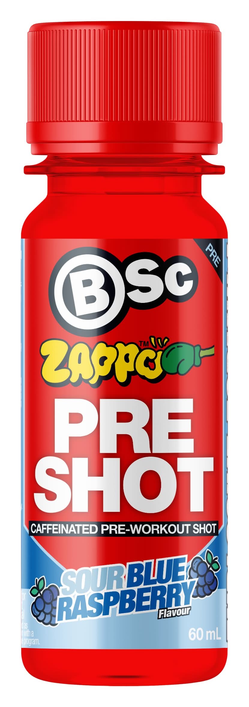 Bsc X Zappo Pre-Workout Shot Sour Blue Raspberry 60ml