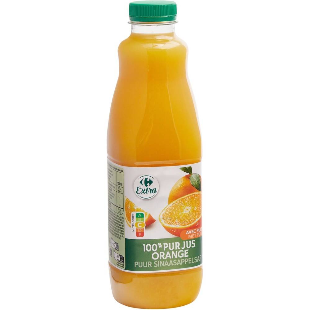 Carrefour - Pur jus d'orange avec pulpe (1L)