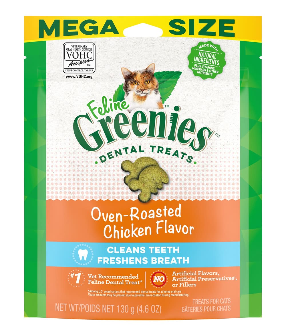 Greenies™ Feline Greenies Adult Cat Dental Treats - Dental Care, Natural, Chicken (Flavor: Chicken, Size: 4.6 Oz)