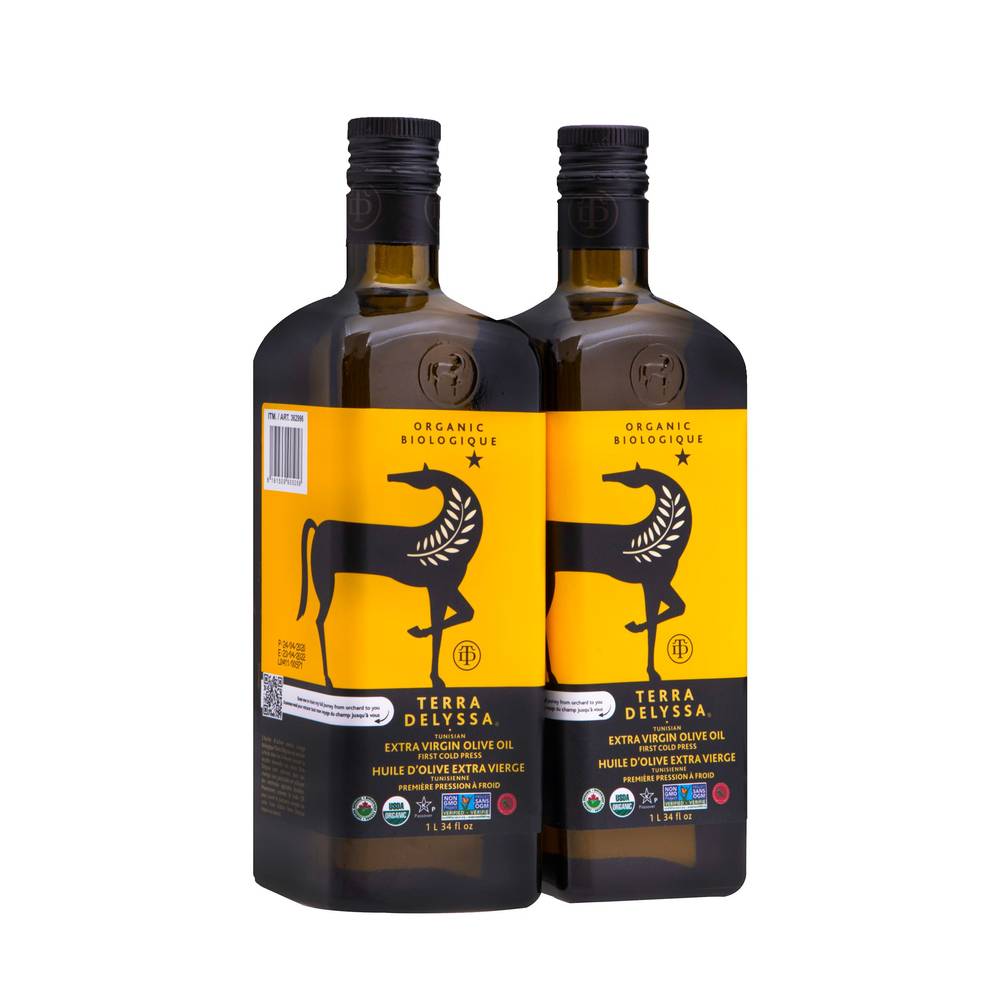 Terra Delyssa Organic Extra Virgin Olive Oil, 2 × 1 L