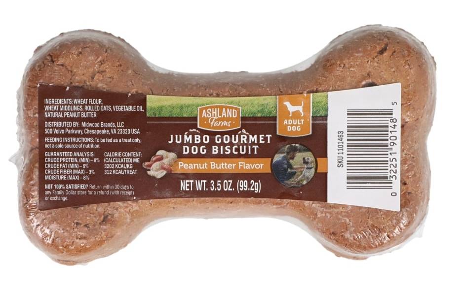 Ashland Farm Jumbo Gourmet Adult Dog Biscuits, Peanut Butter (3.5 oz)