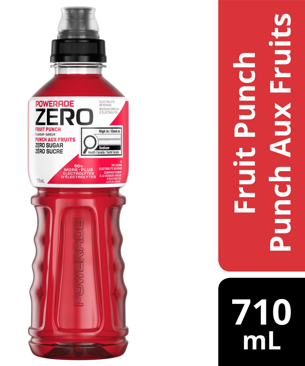 Powerade Zero Sugar Energy Drink With Electrolytes, Fruit Punch (710 ml)