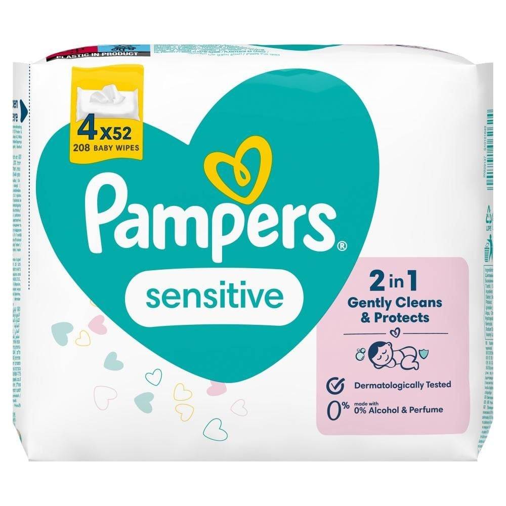 Pampers Sensitive Baby Wipes 4 Packs = 208 Wipes