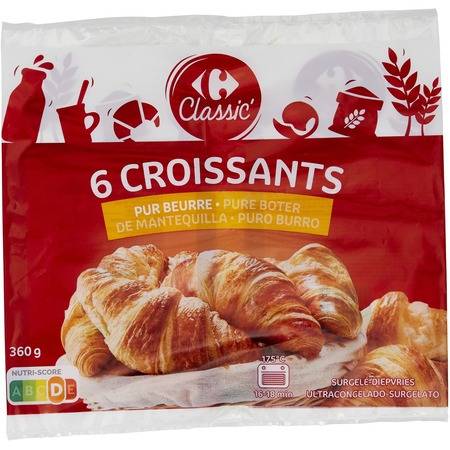 Carrefour Classic' - Croissants pur beurre (6 pièces)