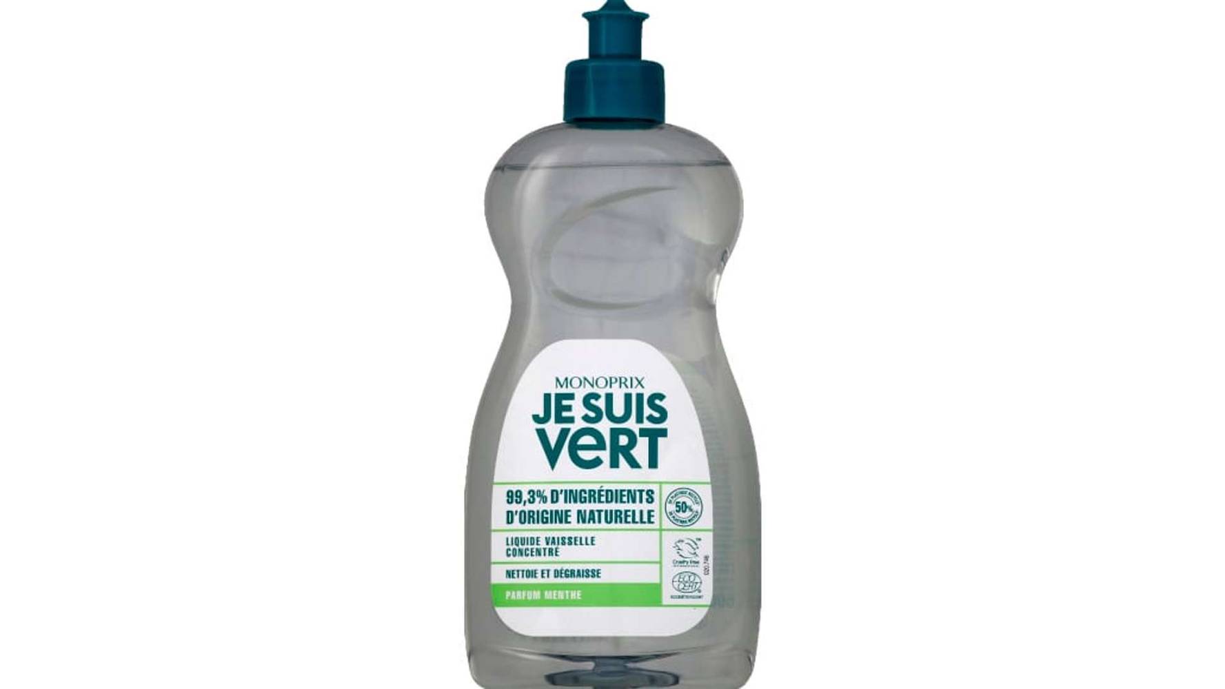 Monoprix Je Suis Vert Liquide vaisselle concentré parfum menthe Le flacon de 500 ml