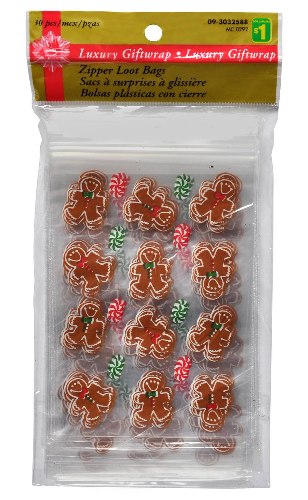 Christmas Zipper Loot Giftwrap Bags (30 ct)