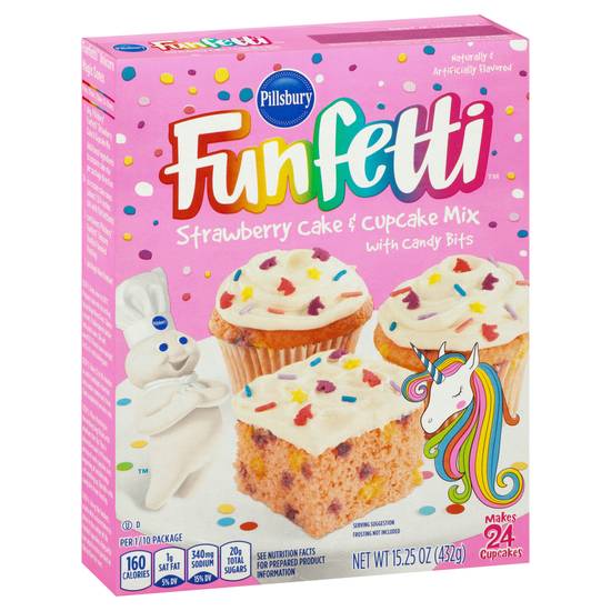 Pillsbury Funfetti Strawberry Cake & Cupcake Mix With Candy Bits
