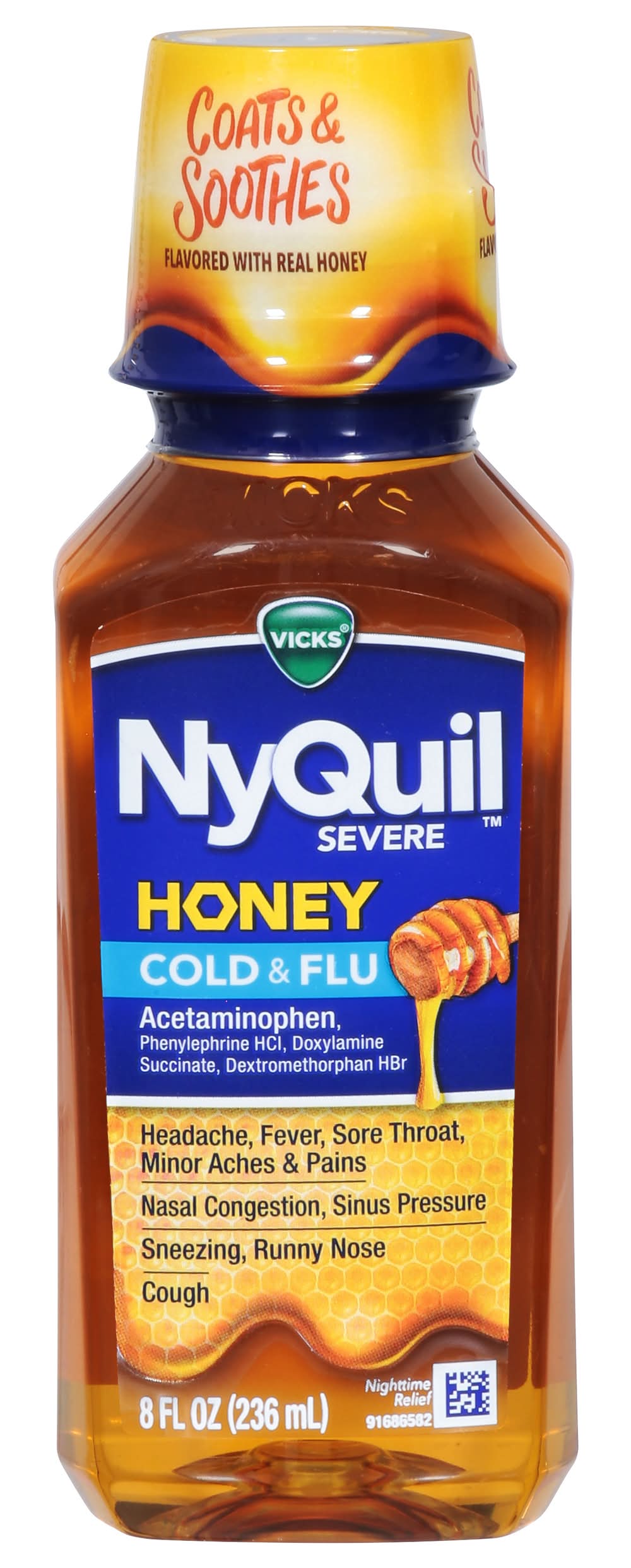 Vicks Nyquil Severe Cold & Flu Acetaminophen, Honey (8 fl oz)