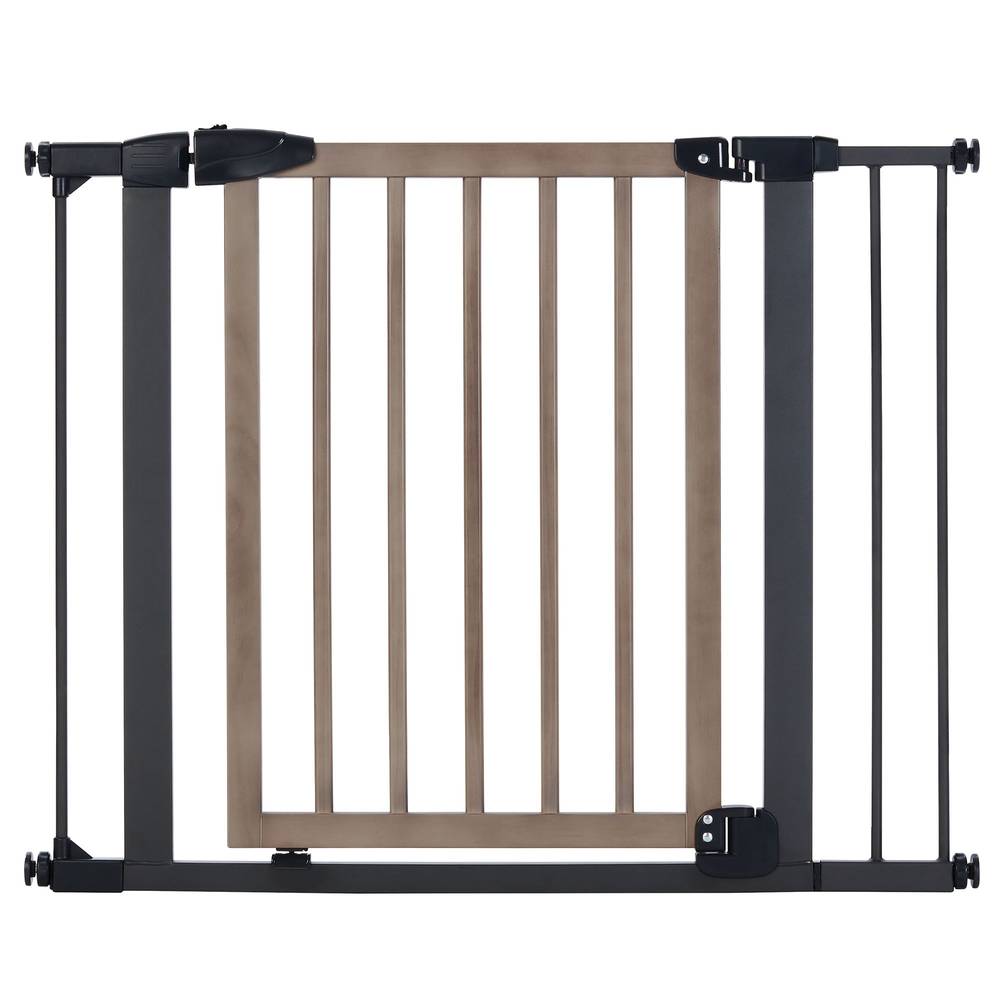 Top Paw Washed Wood Walk-Through Pet Gate (Color: Brown)