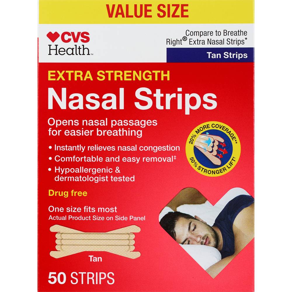 CVS Health Extra Strength Nasal Strips, Value Size, Tan (50 ct)