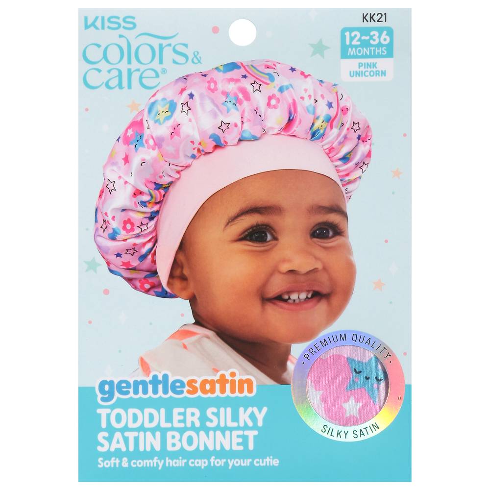 KISS Colors & Care Pink Unicorn Toddler Silky Satin Bonnet