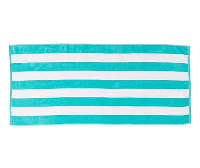 Aqua & White Stripe Cabana Beach Towel