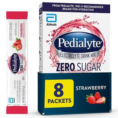 Pedialyte Zero Sugar Electrolyte Drink Mix, Strawberry (8 x 0.12 oz)