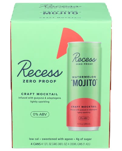 Recess Watermelon ""Mojito"" Craft Mocktail 4 Pack