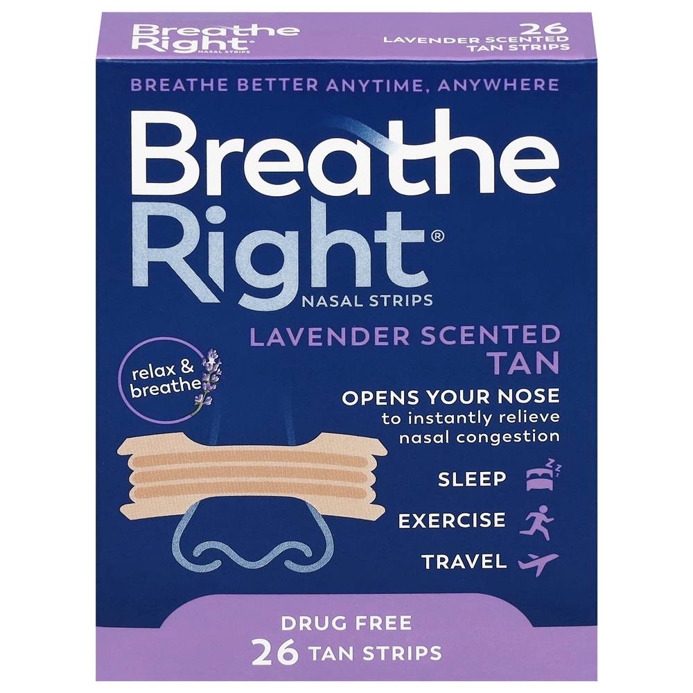 Breathe Right Drug Free Calming Nasal Strips, Lavender (26 ct)