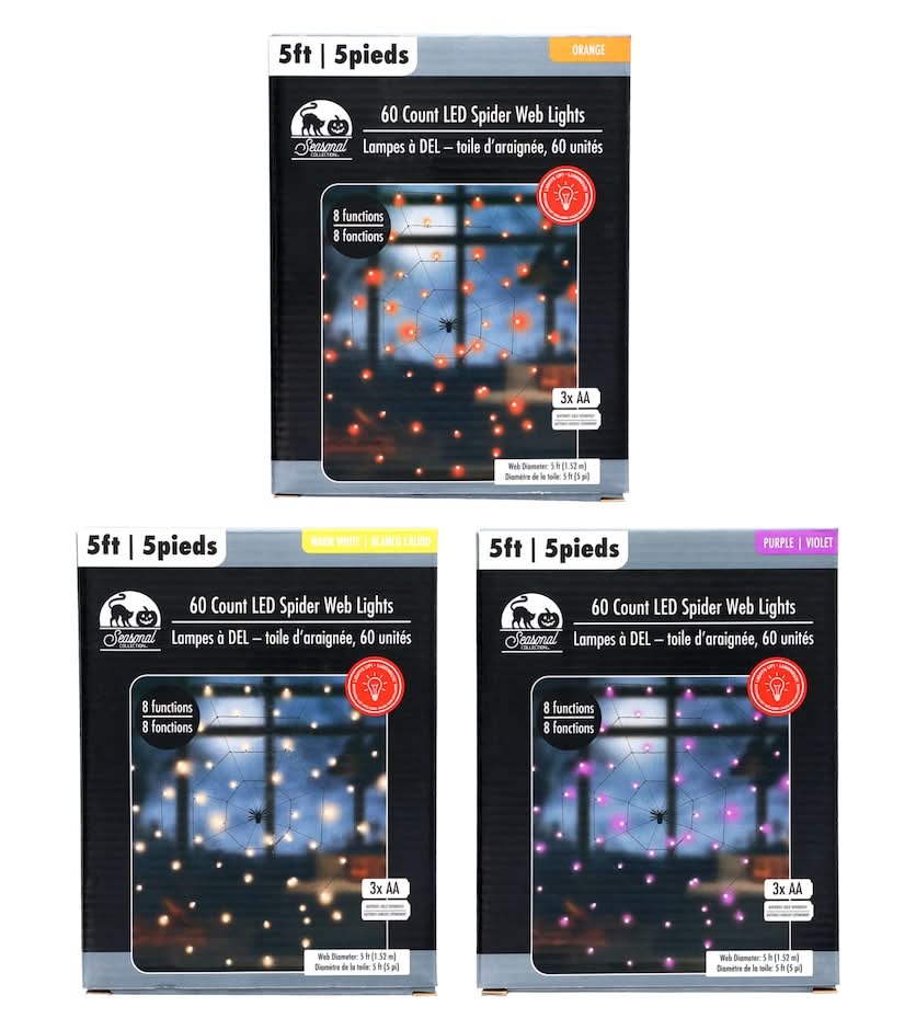 Seasonal Collection Led Spider Web Lights, 5 ft, Assorted (60 ct)