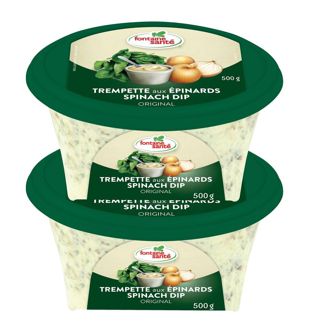 Fontaine Santé Trempette D’Épinards 2 X 500 G / Fontaine Santé Spinach Dip 2 X 500 G
