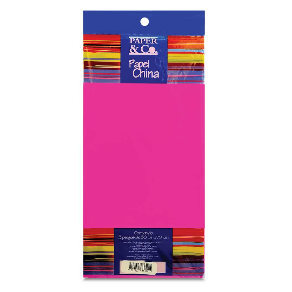 Paper & co. papel china rosa mexicano (bolsa 3 piezas)
