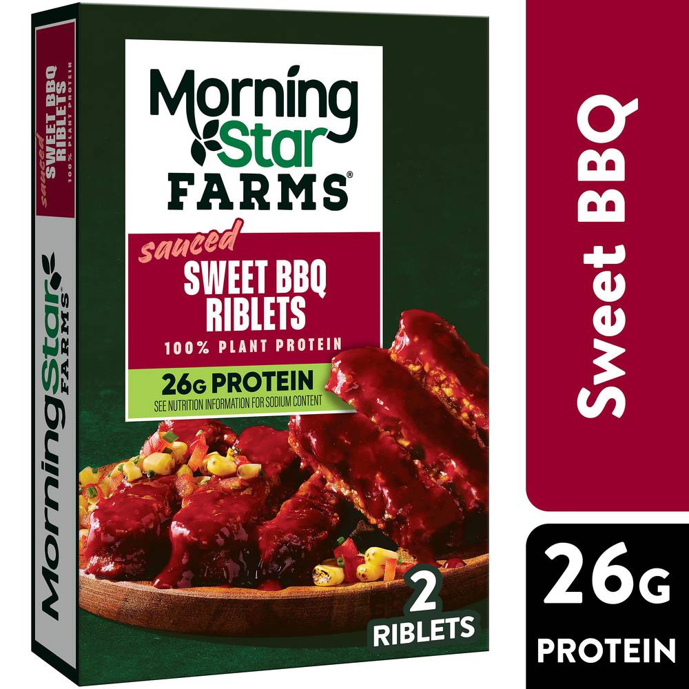 MorningStar Farms Frozen Plant Based Sauced Sweet Bbq Riblets (10 oz, 2 ct)