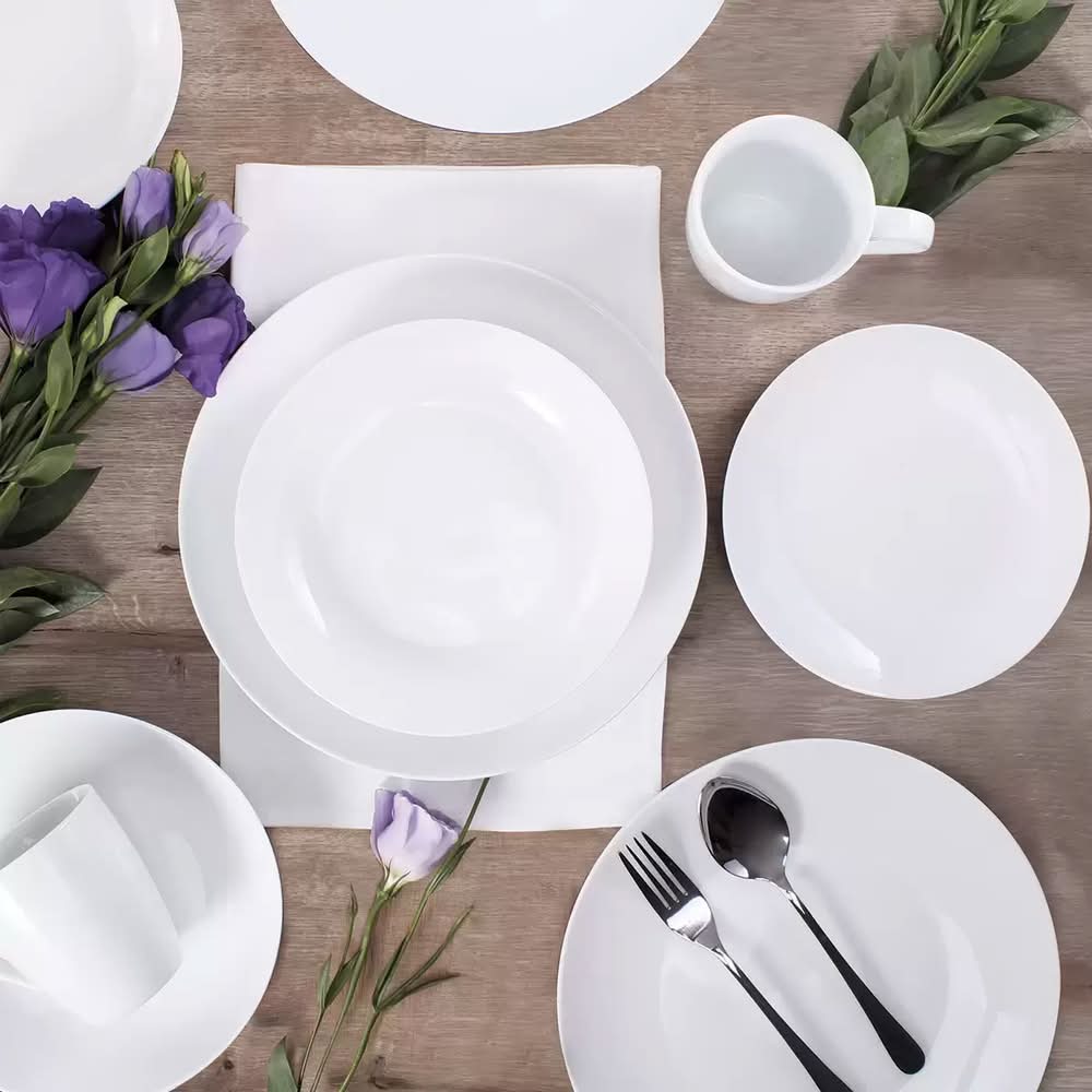 Crown Baccara · Vajilla de porcelana, blanco (16 un)