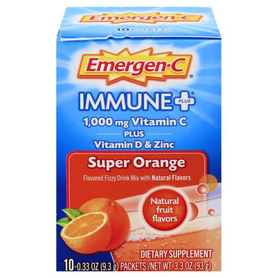 Emergen-C Immune + Super Orange Multivitamin Fizzy Drink Mix (10ct, 0.33 oz)