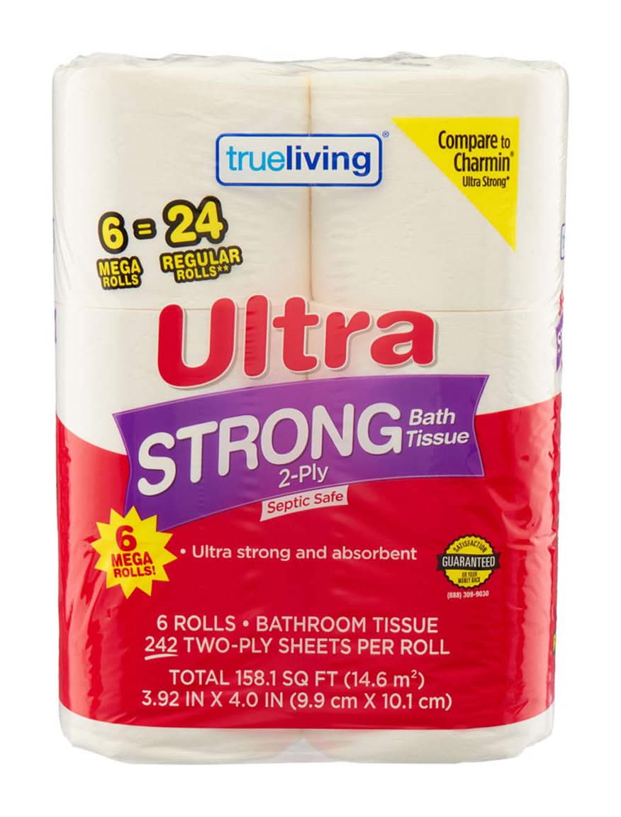 True Living Ultra Strong Bath Tissue 2-Ply Mega Rolls 6 Pk
