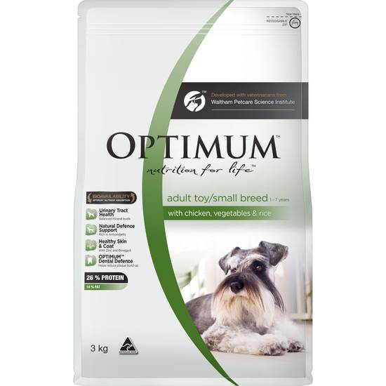 Optimum Adult Toy / Small Breed With Chicken Vegetables & Rice Dry Dog Food 3kg