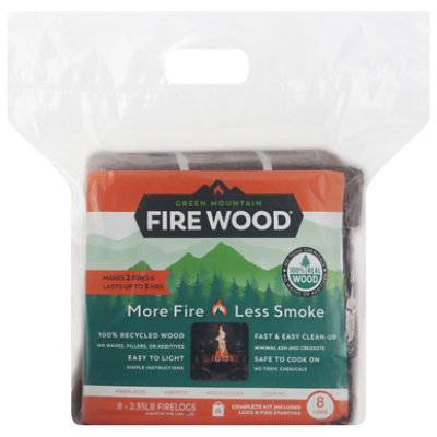 Green Mountain Firewood Log Firewood Pack With Starters. - 8 Count