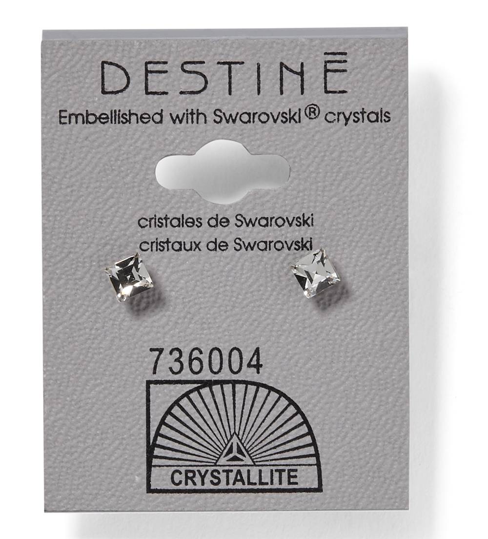 Destine Faceted Square Earrings, 8, Clear (2 ct)