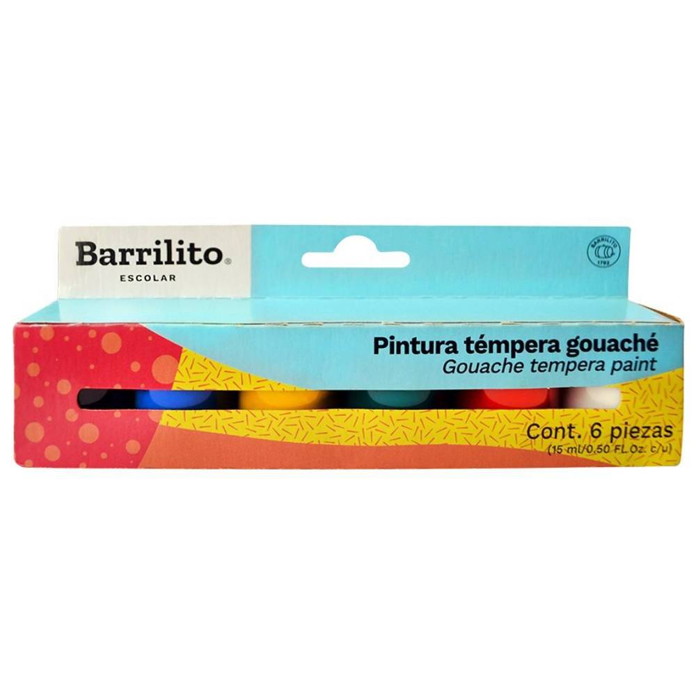 Barrilito kit de pintura témpera  6 x 15 ml (1 paquete)