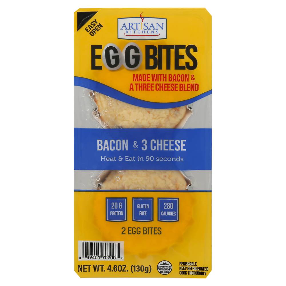 Artisan Kitchens Bacon & 3 Cheese Egg Bites (4.6 oz, 2 ct)