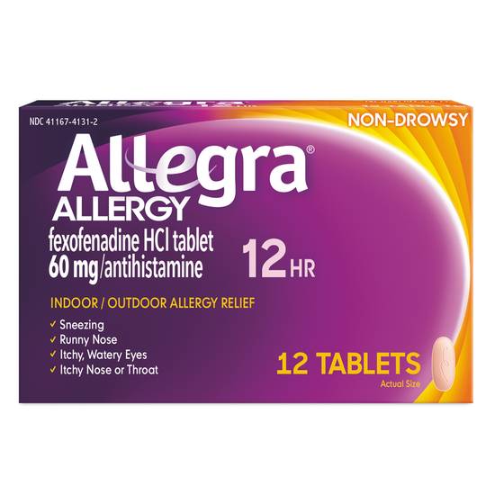Allegra Adult Non-Drowsy Antihistamine Tablets for 12-Hour Allergy Relief, 60 mg, 12 CT