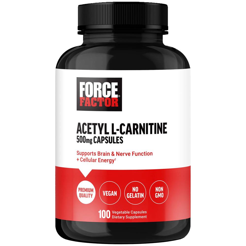 Force Factor Acetyl L-Carnitine 500 mg Dietary Supplement Capsules (100 ct)