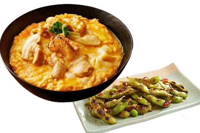 新登場✨ふわっとろっ卵の親子丼+ぺペロン枝豆セット