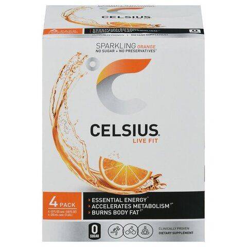 Celsius Orange 12oz Can 4Pack
