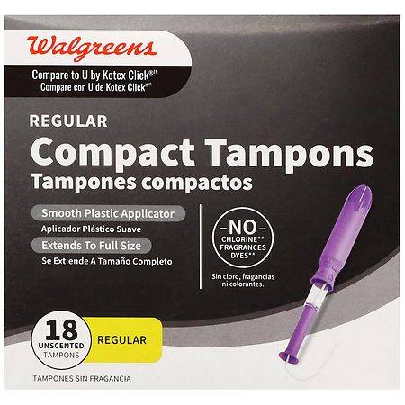 Walgreens Regular Absorbency Extends Full Size Compact Tampons (3.36 oz)