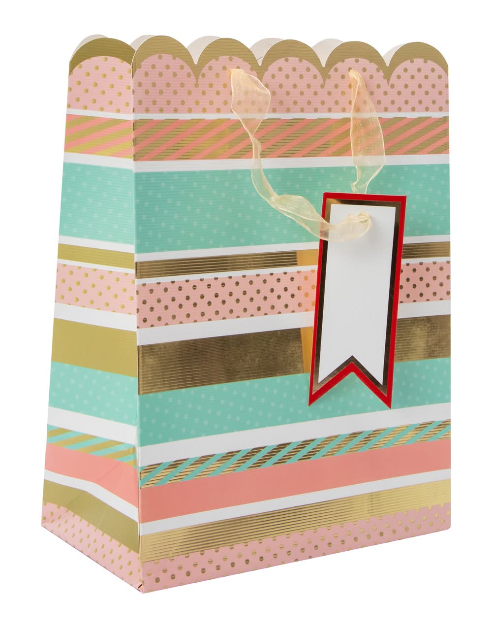 Scallop Edge Medium Gift Bags 7in x 9in Multi Stripe