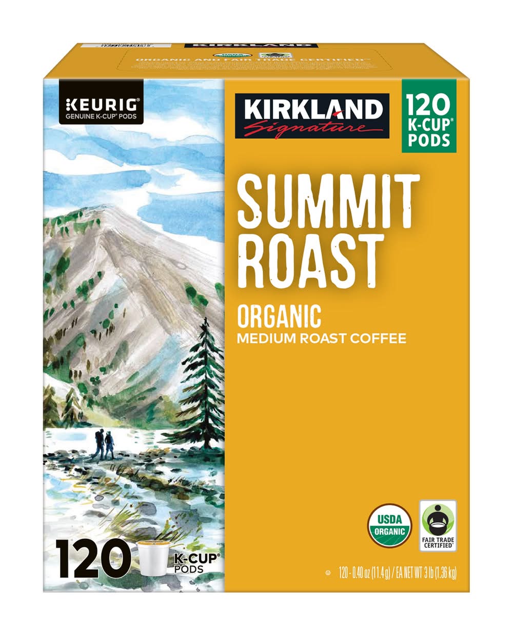 Kirkland Signature Summit Roast Organic Medium Roast Coffee K-Cup Pods (48 oz, 120 ct)