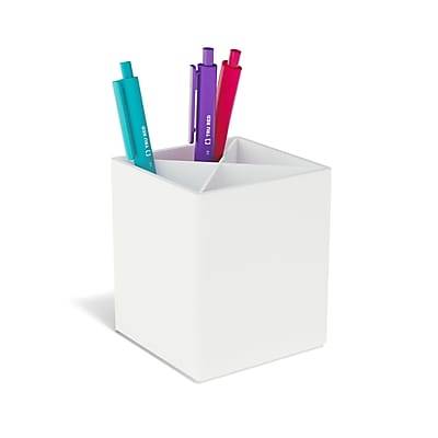 TRU RED™ Divided Plastic Pencil Cup, White (TR54647)
