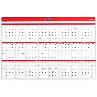 Staples 2025 Wall Calendar (red)